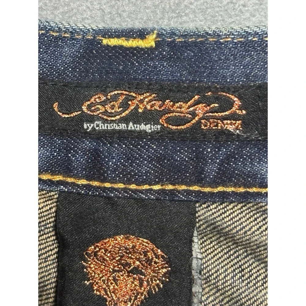 Y2K Ed Hardy Christian Audigier 2009 Button Fly Classic Baggy Denim Jeans Sz 40